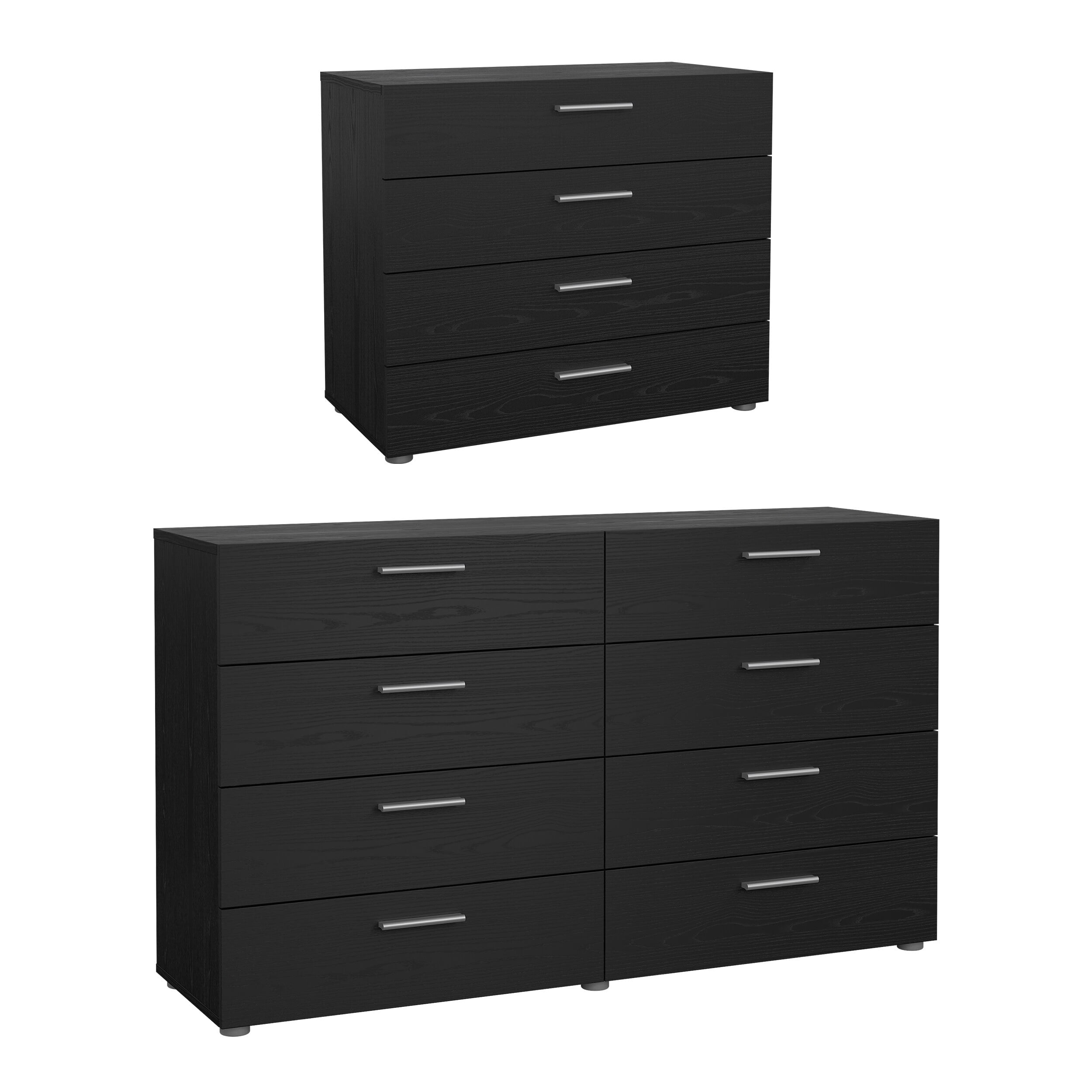 Tvilum Loft 2-Piece Bedroom Set with Dresser and Chest, Black Woodgrain