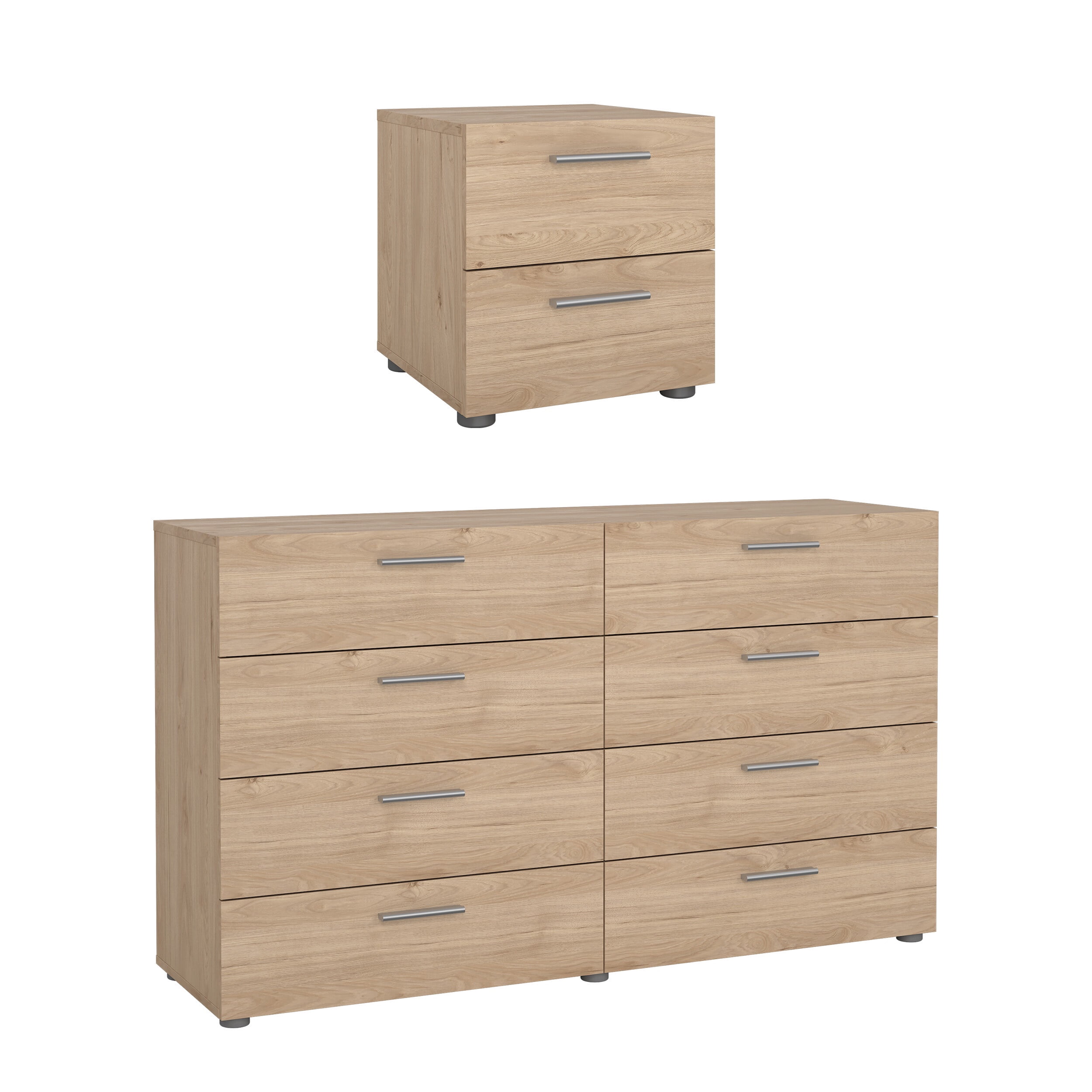 Tvilum Loft 2-Piece Bedroom Set with Dresser and Nightstand, Jackson Hickory