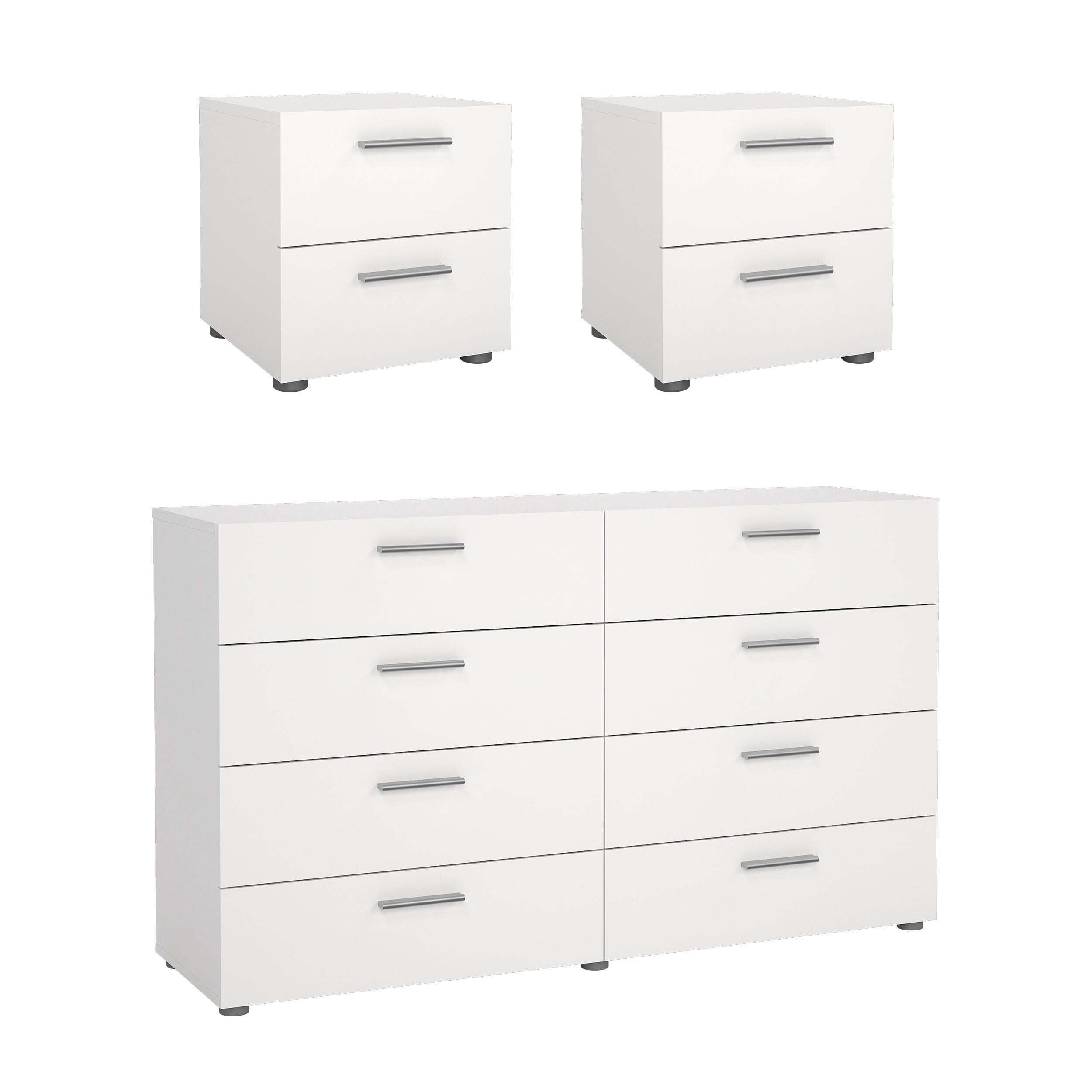 Tvilum Loft 3-Piece Bedroom Set with Dresser and Nightstands, White
