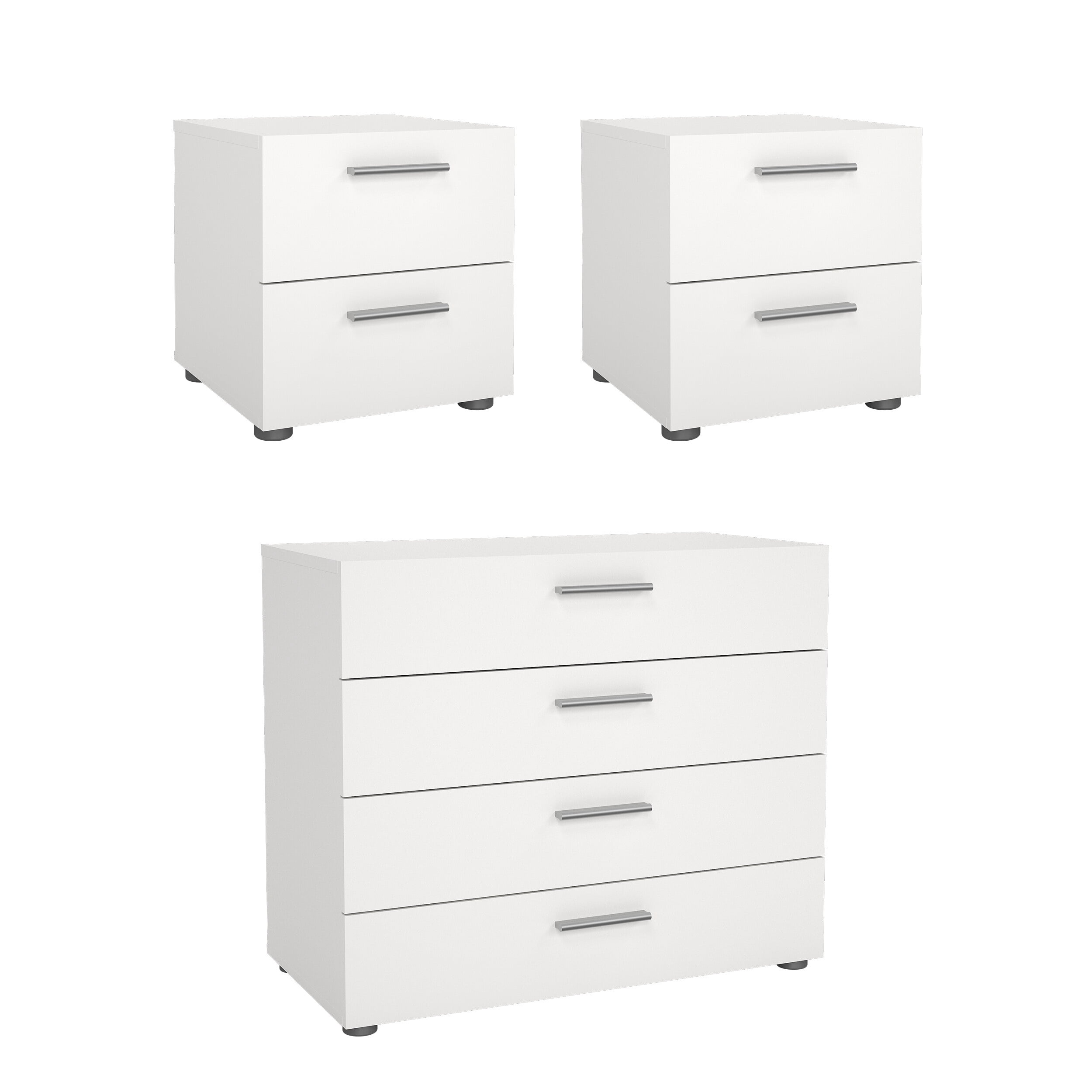 Tvilum Loft 3-Piece Bedroom Set with Chest and Nightstands, White