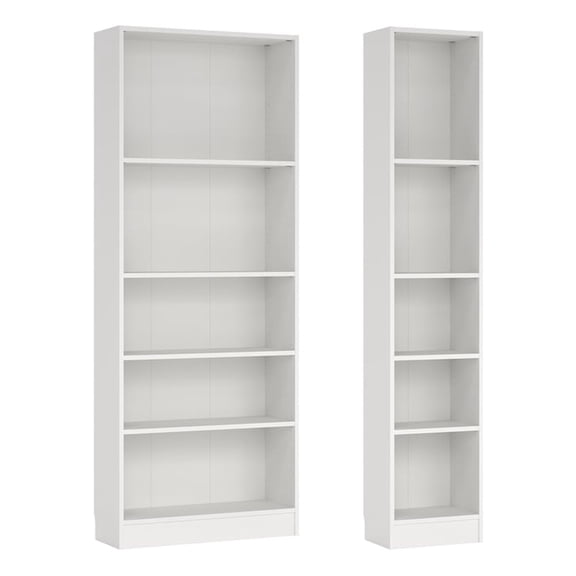 Tvilum Element 2-Piece Bookcase Set for Adults - Narrow 5-Shelf Bookcase and Wide 5-Shelf Bookcase