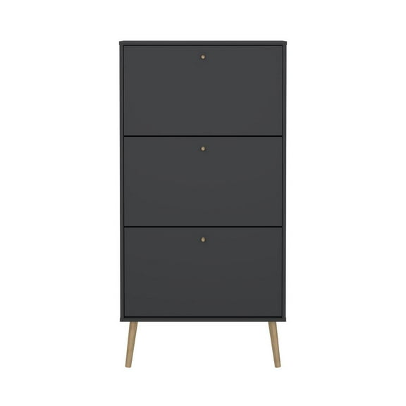 Tvilum Bodo Shoe Cabinet with 3 Storage Drawers in Matte Grey