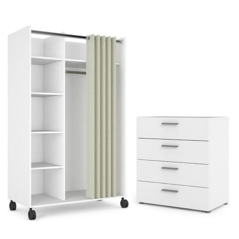 Tvilum Canada 2 Piece Set with 5 Cubby Mobile Wardrobe and 4 Drawer Chest Walmart