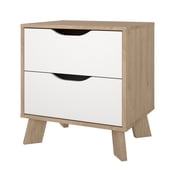 Tvilum Ikast 2 Drawer Bedroom Nightstand for Adults, Jackson Hickory/White