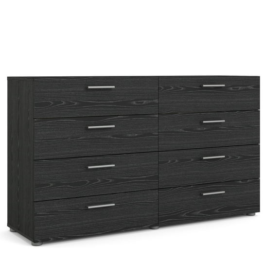 Tvilum Loft 8 Drawer Double Dresser for Adults, Black Woodgrain