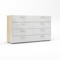thumbnail image 1 of Tvilum Loft 8 Drawer Double Dresser for Adults, Oak Structure and White High Gloss, 1 of 12