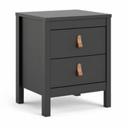 Tvilum Madrid 2 Drawer Bedroom Nightstand for Adults, Black Matte