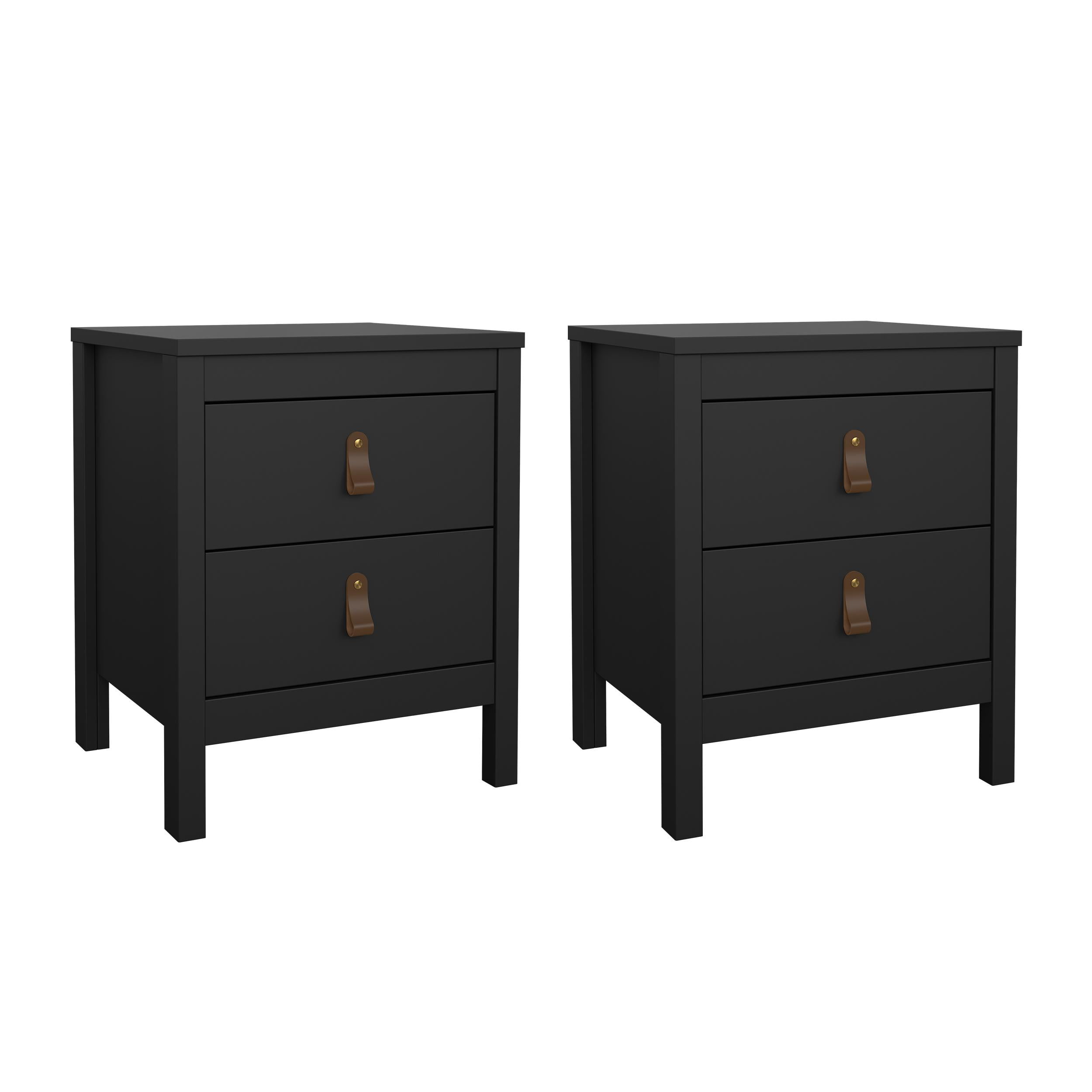 Tvilum Madrid 2 Drawer Matte Black Nightstand - Set of 2