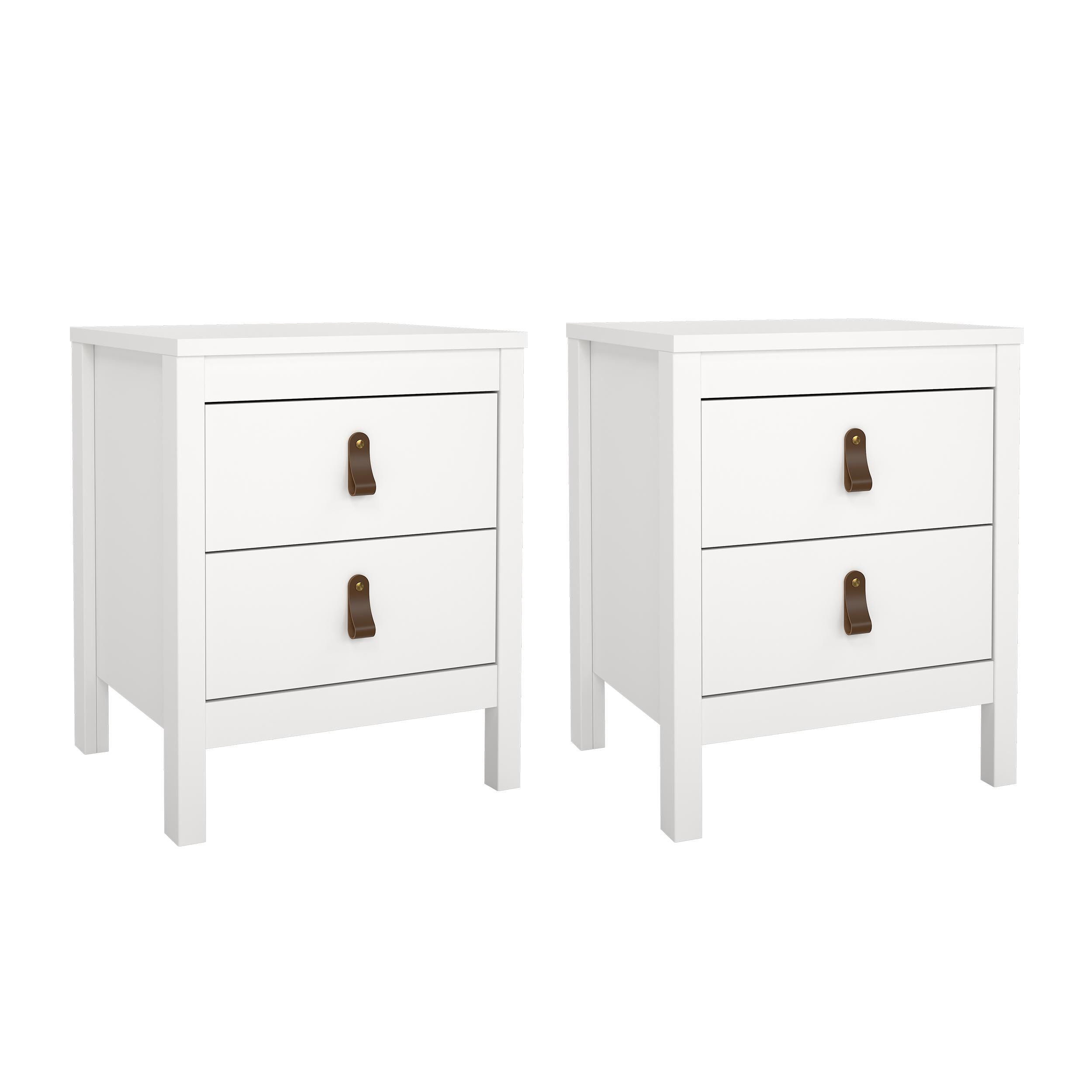 Tvilum Madrid 2 Drawer White Nightstand - Set of 2