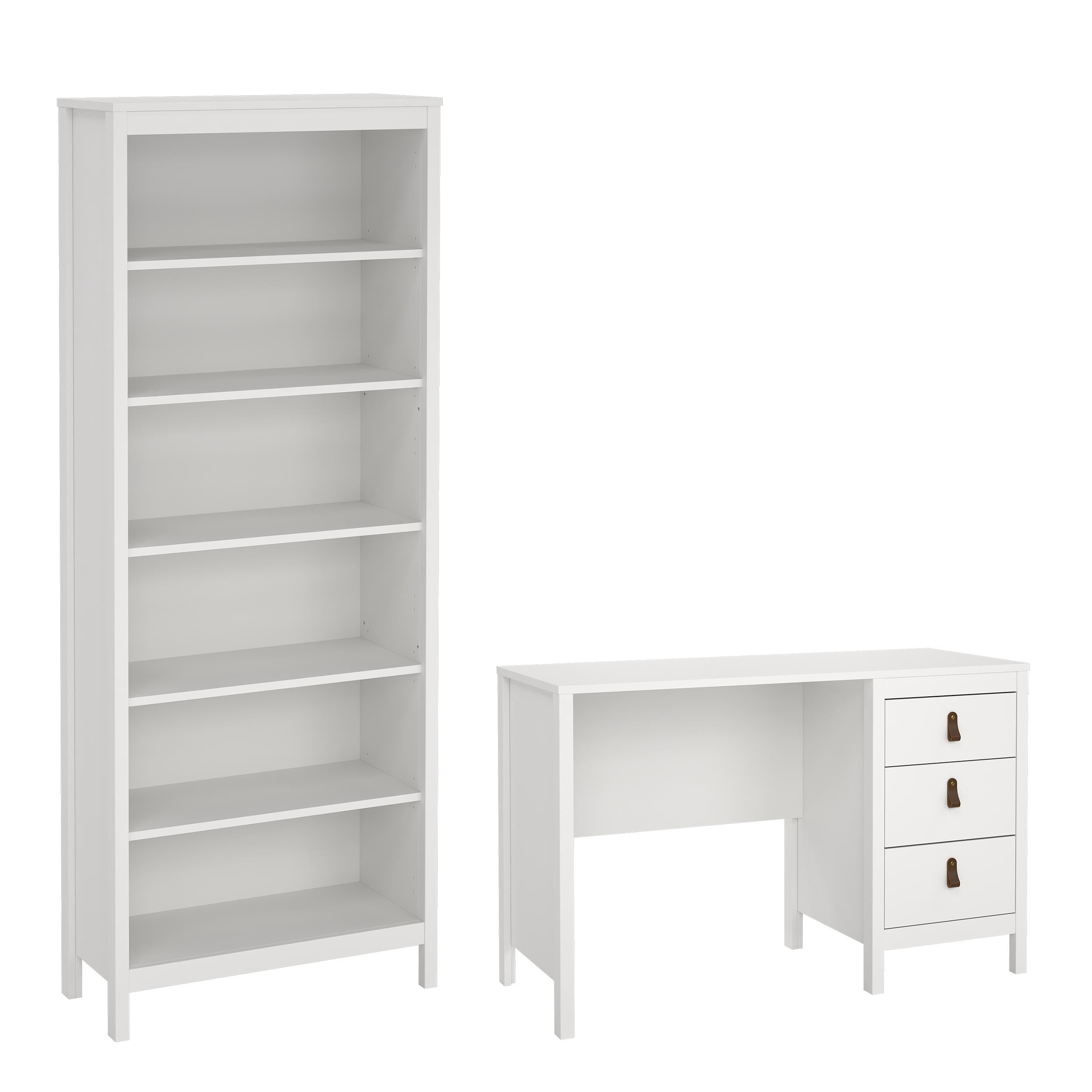 Tvilum Madrid 2-Piece Home Office Set with Desk and Bookcase, White