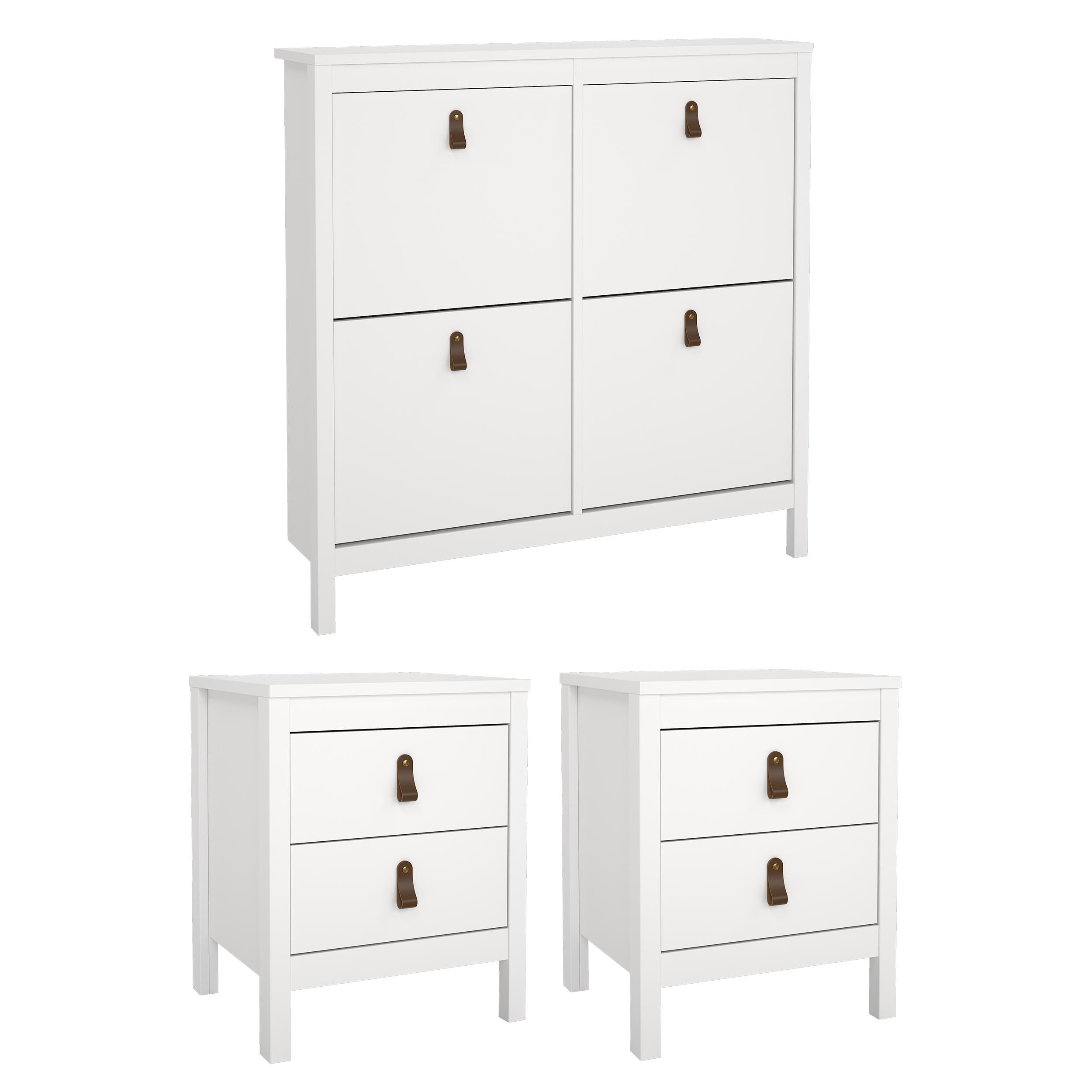 Tvilum Madrid 3-Piece Bedroom Storage Set with Shoe Cabinet, White