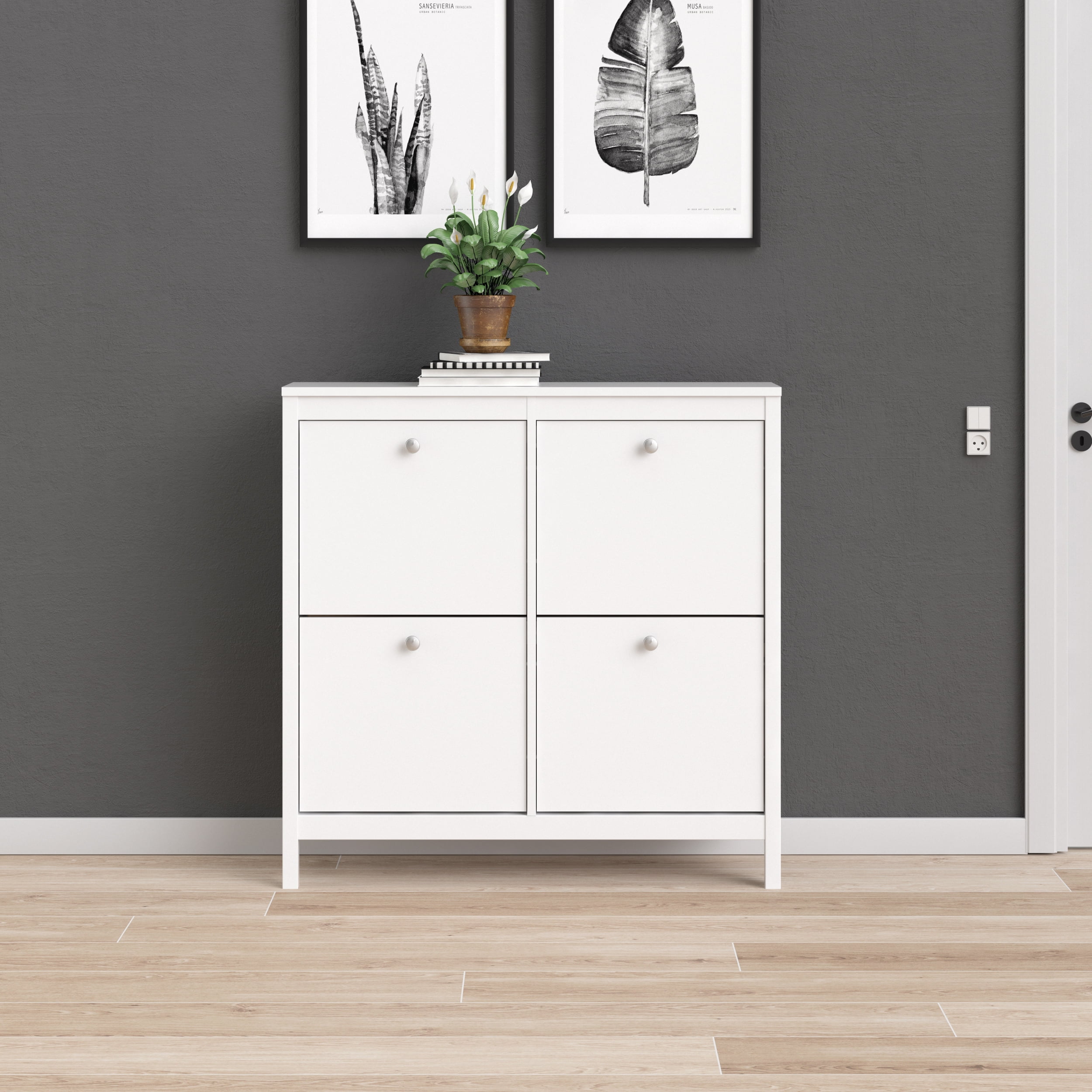 Tvilum Madrid 4 Drawer Shoe Cabinet, White