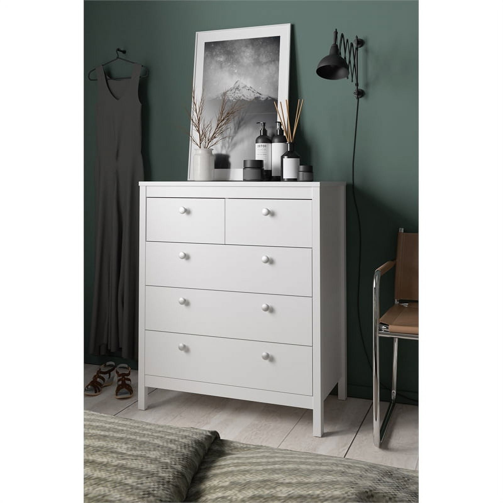 Tvilum Madrid 5 Drawer Chest Dresser for Adults, White - Walmart.com