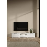 Tvilum Match 2 Drawer TV Stand with 2 Shelves, White High Gloss