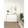 thumbnail image 1 of Tvilum Next 3 Drawer Sideboard with 1 Door and 3 Shelves, Jackson Hickory and White, 1 of 15