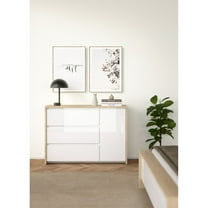Tvilum Next 3 Drawer Sideboard with 1 Door and 3 Shelves, Jackson Hickory and White