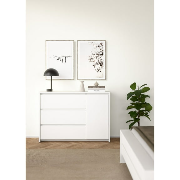 Tvilum Next 3 Drawer Sideboard with 1 Door and 3 Shelves, White