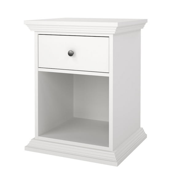 Tvilum North Bedroom Nightstand 1 Drawer and Open Storage for Adults, White