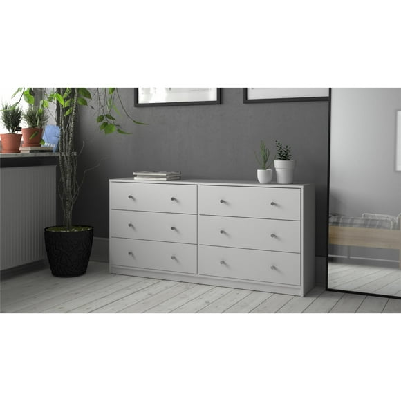 Tvilum Portland Contemporary 6 Drawer Double Dresser in White