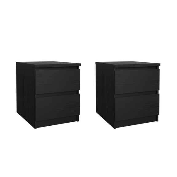 Tvilum Scottsdale 2 Drawer Nightstand-Set of 2, Black Woodgrain