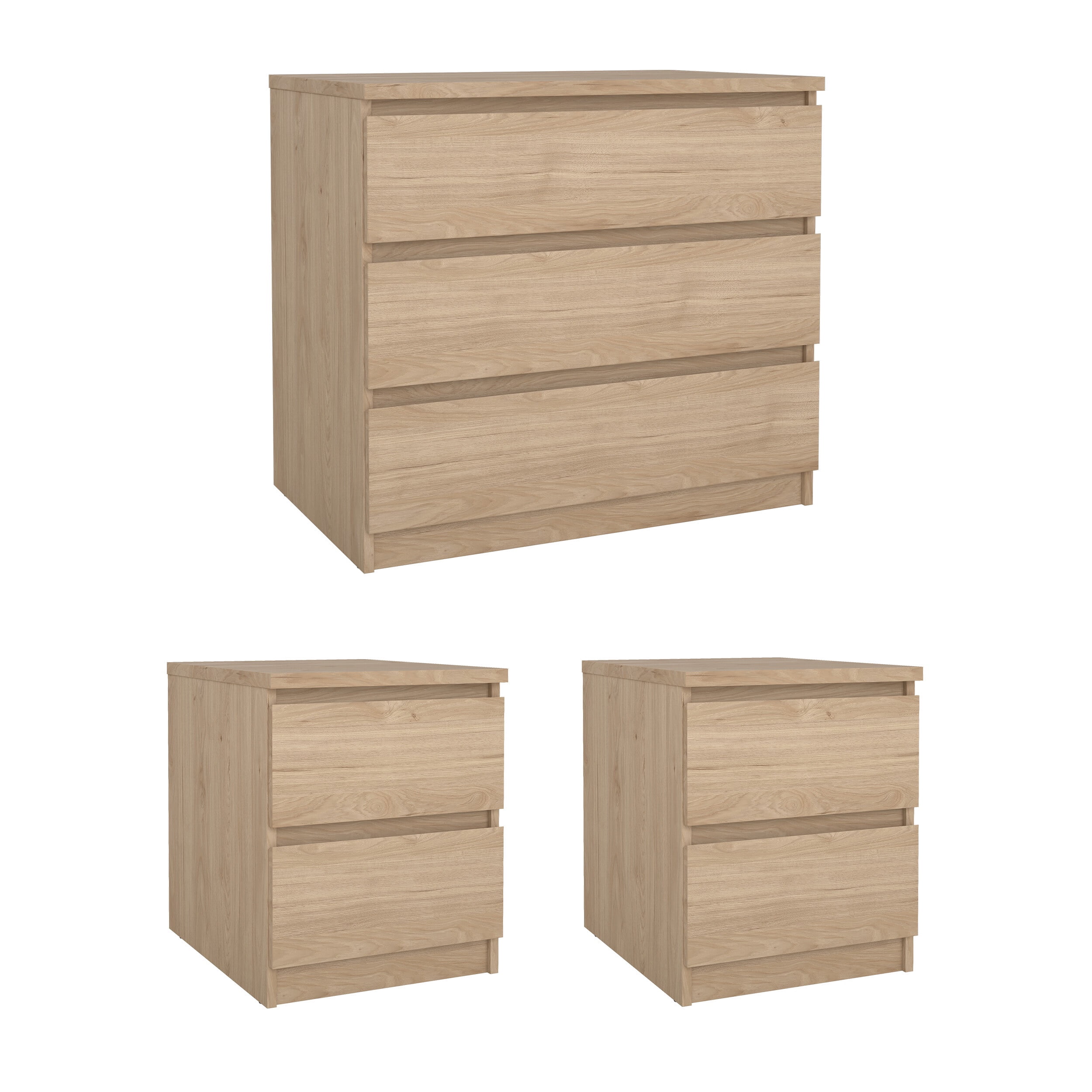Tvilum Scottsdale 3-Piece Bedroom Set - Chest and Nightstand Set of 2, Jackson Hickory