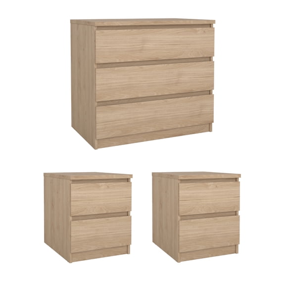 Tvilum Scottsdale 3-Piece Bedroom Set - Chest and Nightstand Set of 2, Jackson Hickory