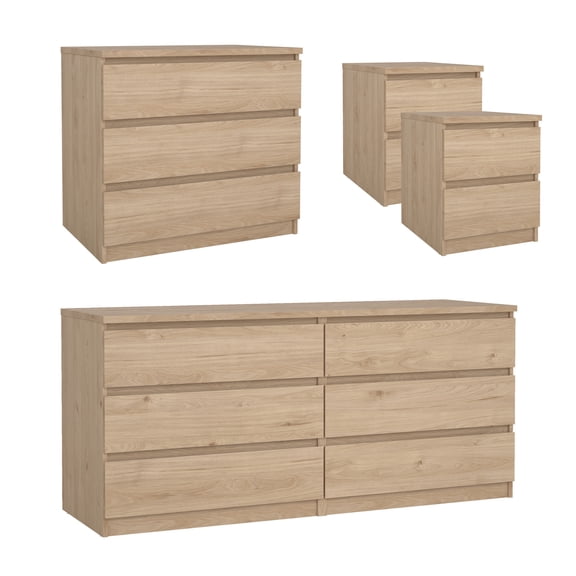 Tvilum Scottsdale 4-Piece Bedroom Set for Adults, Jackson Hickory