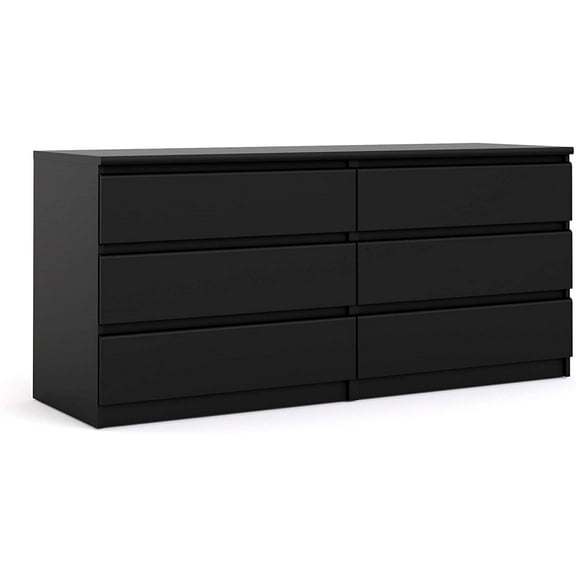 Tvilum Scottsdale 6 Drawer Double Dresser for Adults, Black Matte