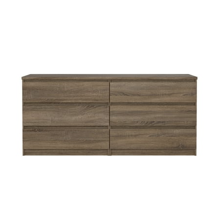 Tvilum Scottsdale 6 Drawer Double Dresser for Adults, Truffle Oak