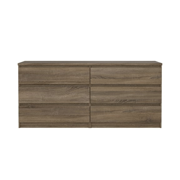 Tvilum Scottsdale 6 Drawer Double Dresser for Adults, Truffle Oak