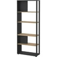 thumbnail image 1 of Tvilum Sign Tall Matte Grey/Jackson Hickory 5 Shelf Bookcase Room Divider, 1 of 12