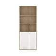 thumbnail image 1 of Tvilum Sign 6-Shelf Adjustable Home Office Bookcase with 2 Doors for Adults, Jackson Hickory/White, 1 of 15
