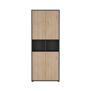 Tvilum Sign 6-Shelf Adjustable Home Office Bookcase with 4 Doors for Adults, Matte Grey/Jackson Hickory