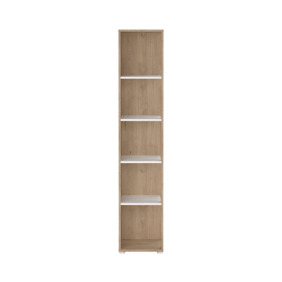 Tvilum Sign Open Narrow 5 Shelf Bookcase for Adults, Jackson Hickory/White