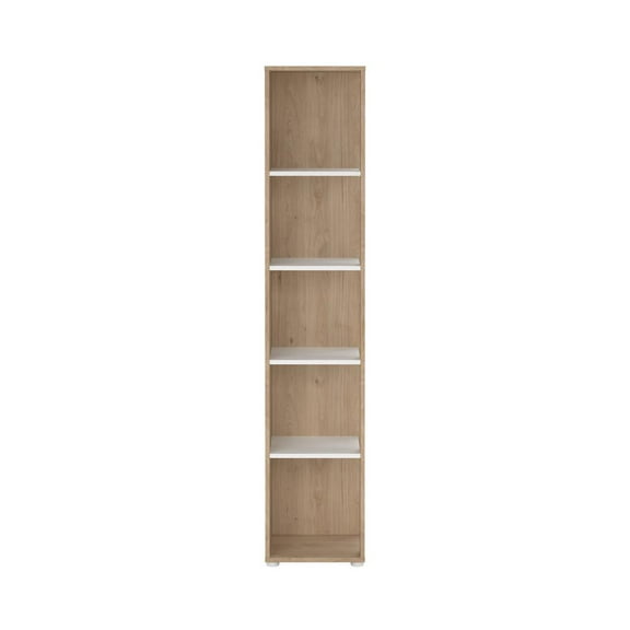 Tvilum Sign Open Narrow 5 Shelf Bookcase for Adults, Jackson Hickory/White