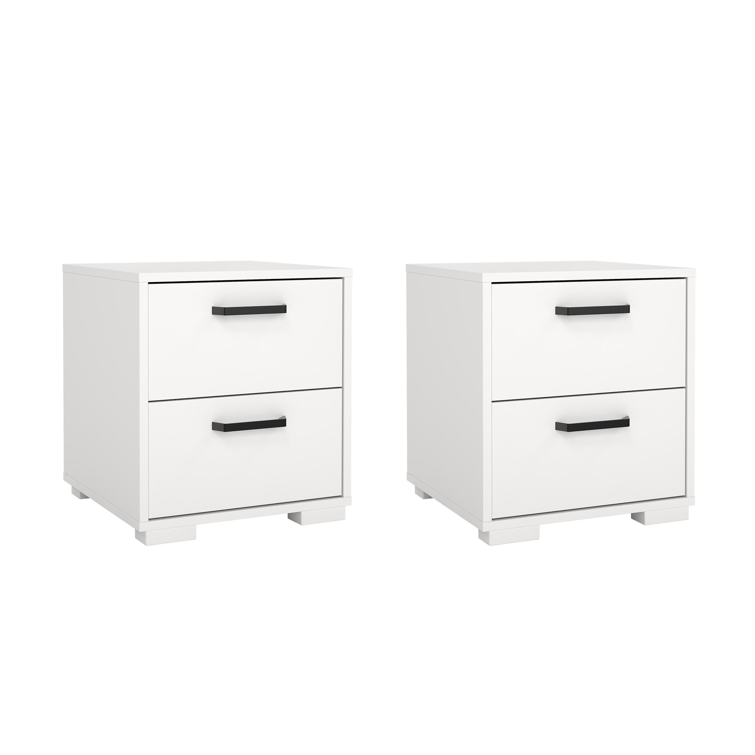 Tvilum Sofia 2 Drawer White Nightstand - Set of 2