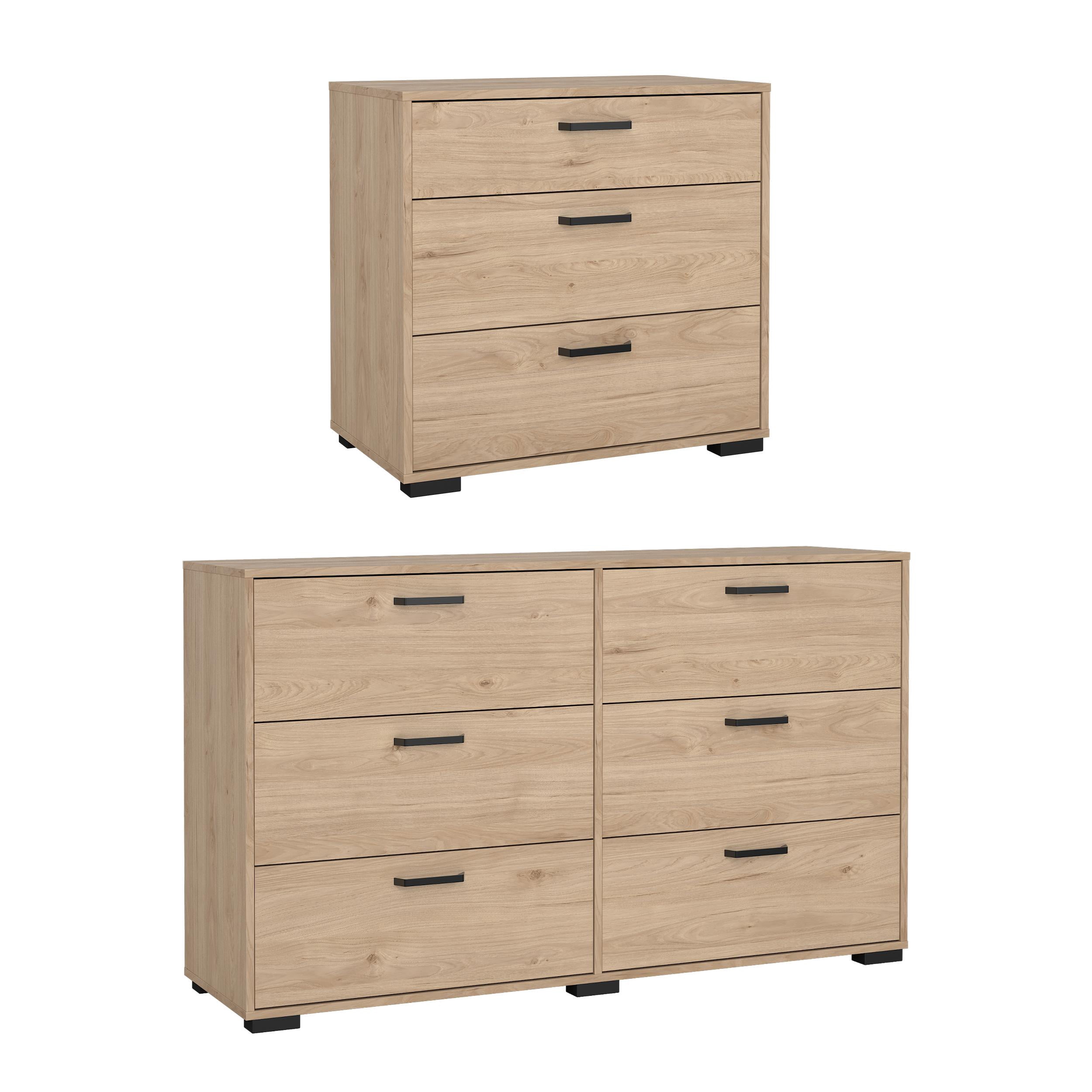 Tvilum Sofia 2-Piece Bedroom Set in Oak- 6 Drawer Double Dresser And Chest