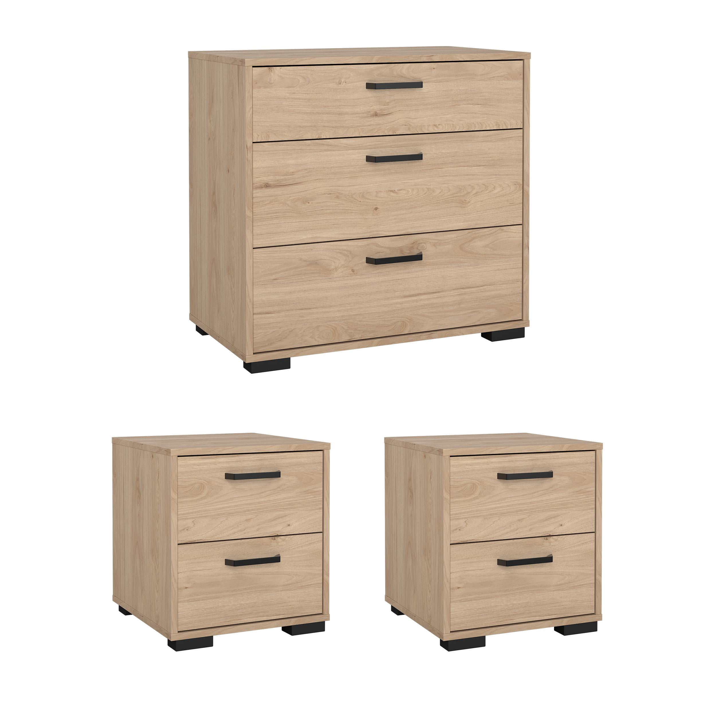 Tvilum Sofia 3-Piece Bedroom Set with Chest and Nightstands, Jackson Hickory