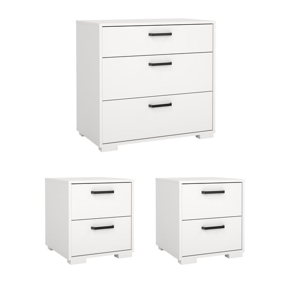 Tvilum Sofia 3-Piece Bedroom Set with Chest and Nightstands, White