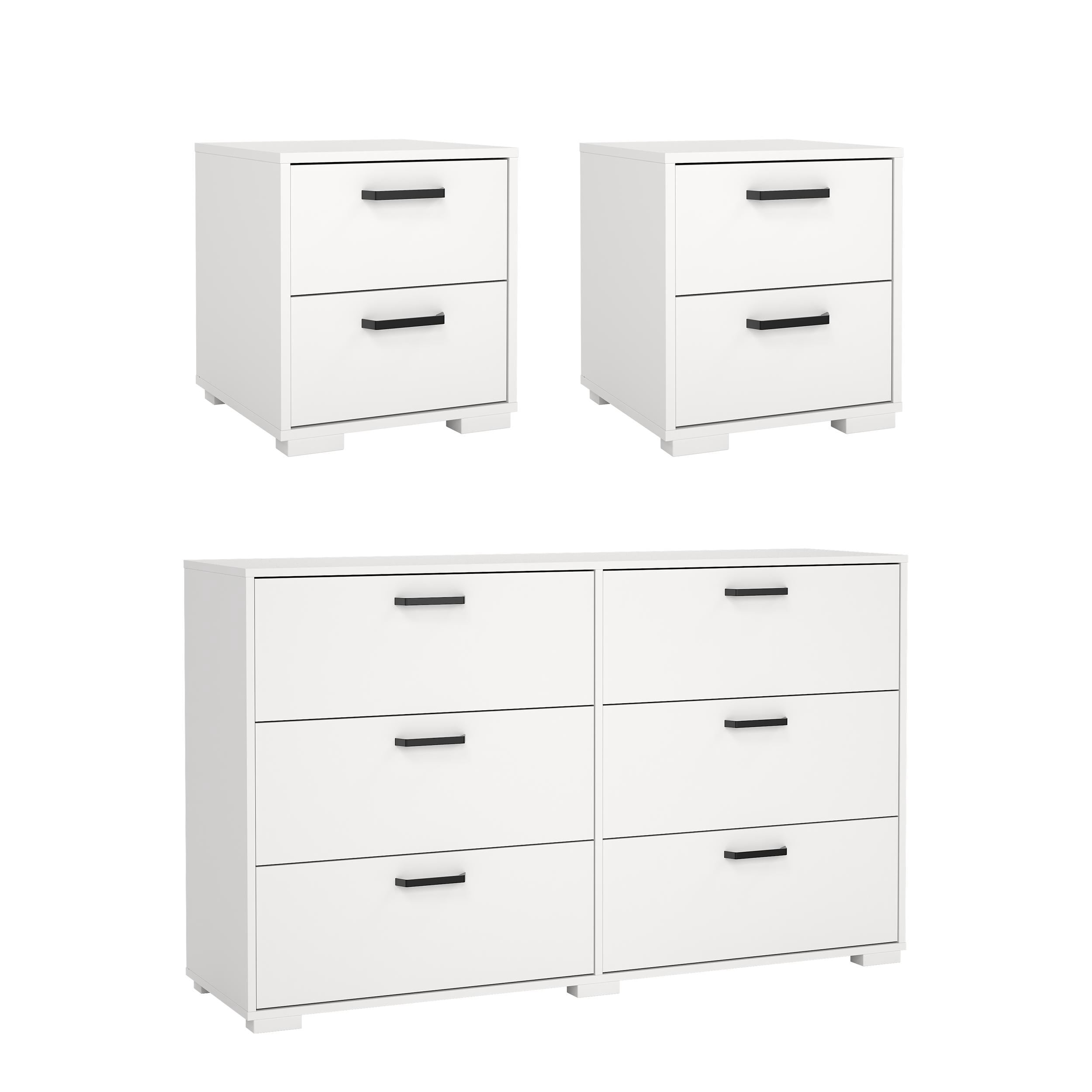 Tvilum Sofia 3-Piece Engineered Wood Bedroom Set in White