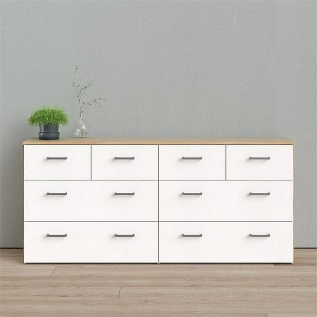 Tvilum Space 8 Drawer Double Dresser, Oak Structure/White