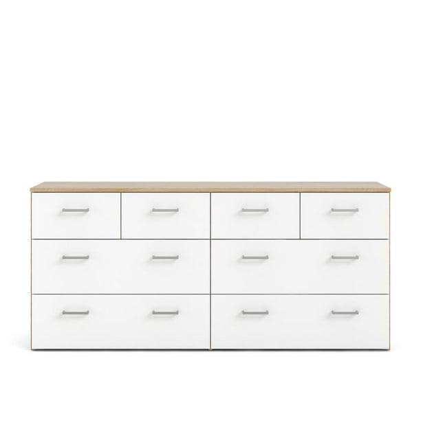 Tvilum Space 8 Drawer Double Dresser for Adults Oak Structure White