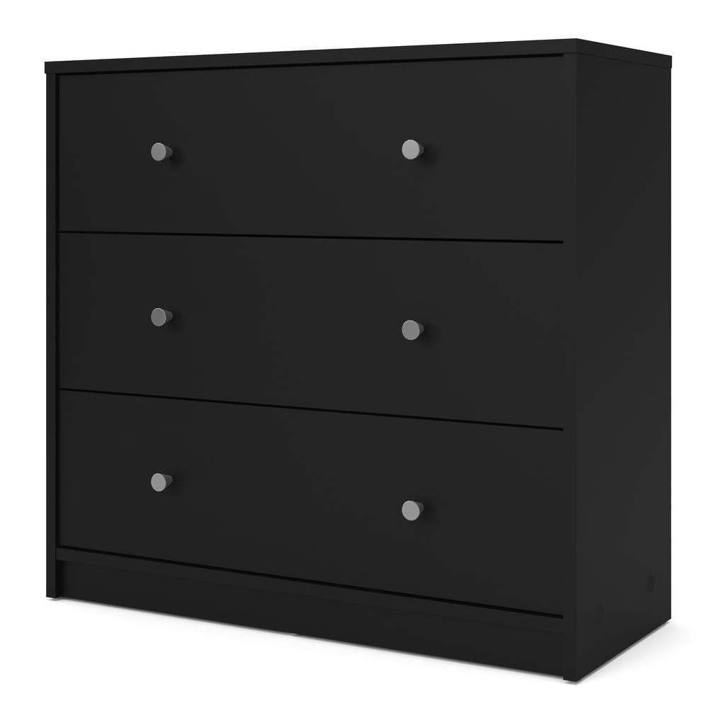 Sleek Portland Black Engineered Wood 3-Drawer Horizontal Dresser
