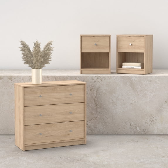 Tvilum Studio 3-Piece Bedroom Set - Chest And Nightstand Set Of 2, Jackson Hickory