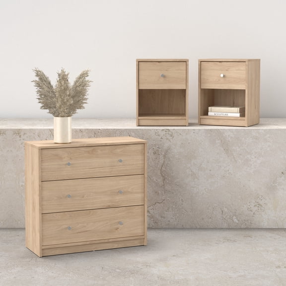 Tvilum Studio 3-Piece Bedroom Set - Chest And Nightstand Set Of 2, Jackson Hickory