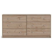 Tvilum Studio 6 Drawer Double Dresser for Adults, Jackson-Hickory