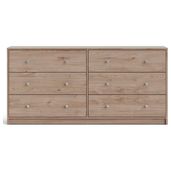 Tvilum Studio 6 Drawer Double Dresser for Adults, Jackson-Hickory