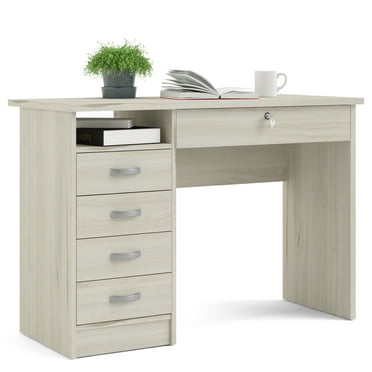 Tvilum Walden 5 Drawer Office Desk with 1 Locking Drawer for Adults, Light Woodgrain