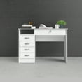 thumbnail image 1 of Tvilum Walden 5 Drawer Office Desk with 1 Locking Drawer for Adults, White, 1 of 23