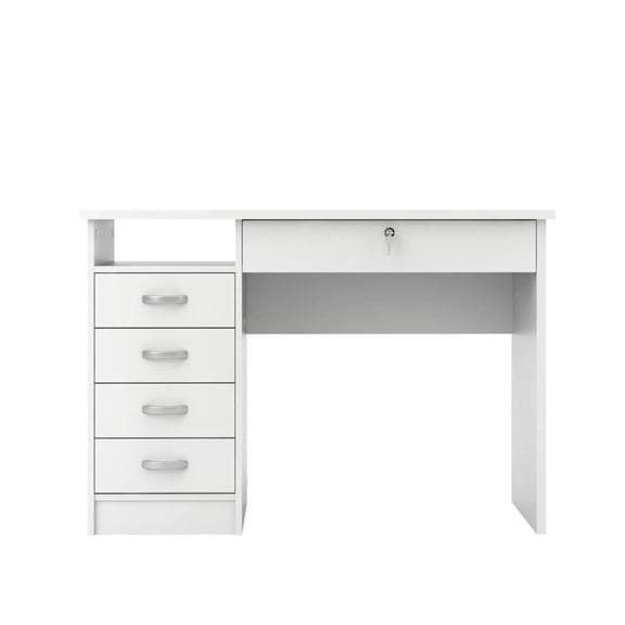 Tvilum Walden 5 Drawer Office Desk with 1 Locking Drawer for Adults, White